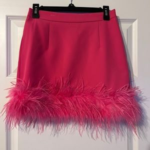 Hot Pink Feather Trim Skirt